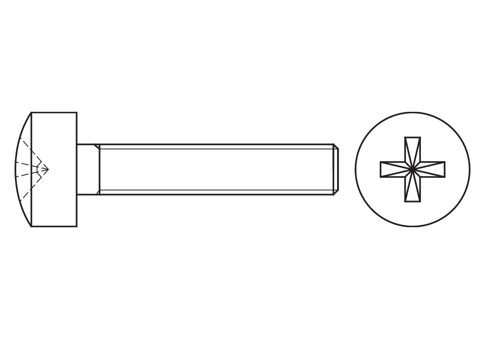 DIN 7985 A4 ~ ISO 7045, Tornillo con cabeza alomada y huella PH en acero inoxidable A4