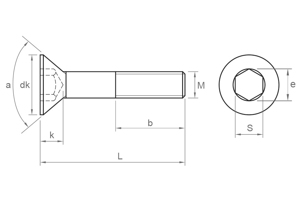 DIN 7991 A4 ~ ISO 10642, Tornillo allen con cabeza avellanada en acero inoxidable A4