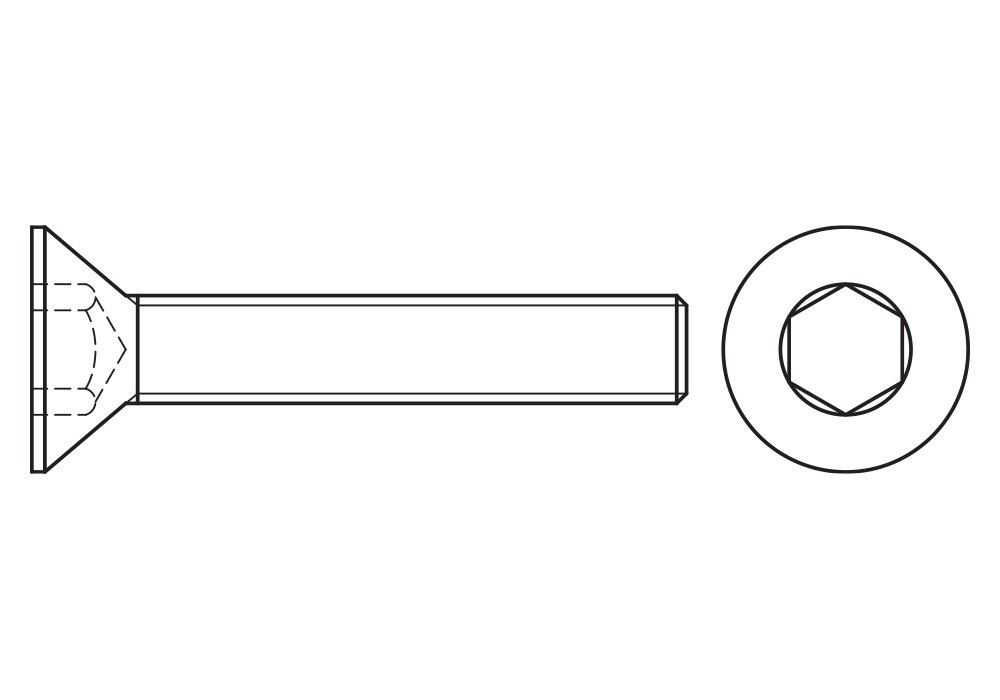 DIN 7991 A4 ~ ISO 10642, Tornillo allen con cabeza avellanada en acero inoxidable A4