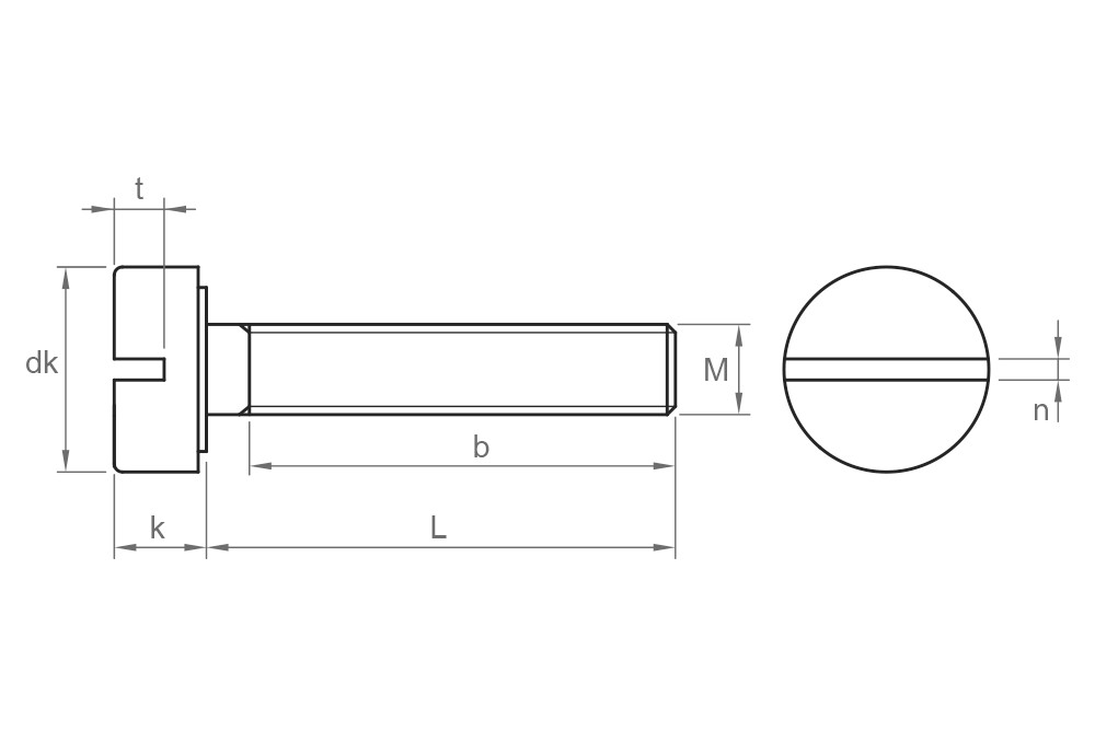 DIN 84 A2 ~ ISO 1207, Tornillo con cabeza cilíndrica en acero inoxidable A2