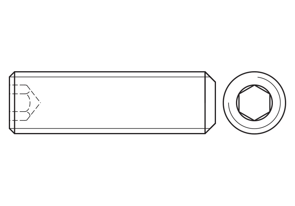 DIN 913 BL ~ ISO 4026, Espárrago allen con punta plana y acabado negro