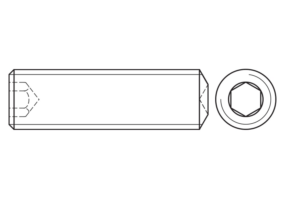 DIN 916 A2 ~ ISO 4029, Espárrago allen con punta filo anular en acero inoxidable A2