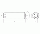 DIN 916 A2 ~ ISO 4029, Espárrago allen con punta filo anular en acero inoxidable A2
