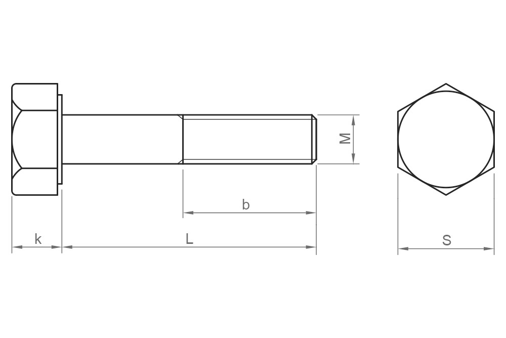 DIN 931 8.8 BL ~ ISO 4014, Tornillo hexagonal con media rosca en acabado negro y calidad 8.8