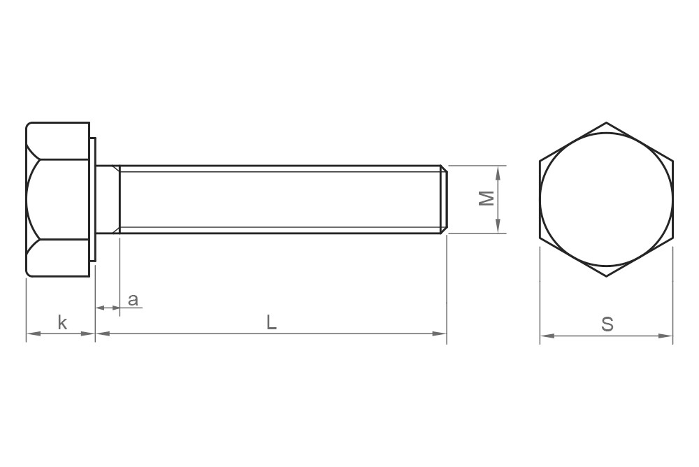 DIN 933 A4 ~ ISO 4017, Tornillo hexagonal con rosca total en acero inoxidable A4