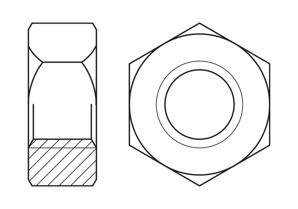 DIN 934.10 ZP ~ ISO 4032, Tuerca hexagonal en acabado zincado y calidad 10