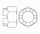 DIN 935.8 BL ~ ISO 7035, Tuerca almenada en acabado negro y calidad 8