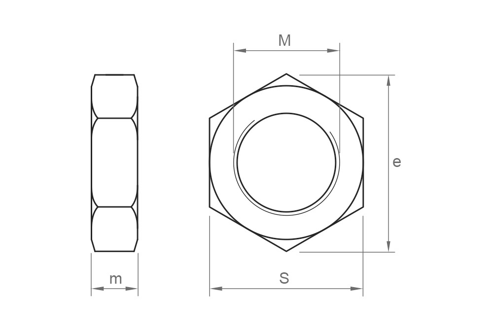 DIN 936 BL ~ ISO 4035, Contratuerca hexagonal en acabado negro