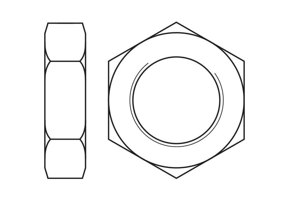 DIN 936 BL ~ ISO 4035, Contratuerca hexagonal en acabado negro