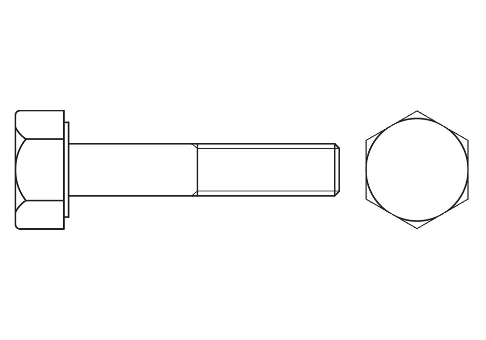 DIN 960 8.8 BL ~ ISO 8765, Tornillo hexagonal con media rosca fina en acabado negro y calidad 8.8