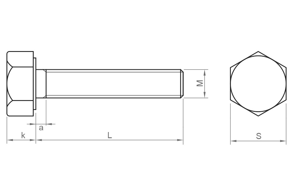 DIN 961 8.8 BL ~ ISO 8676, Tornillo hexagonal con rosca completa en acabado negro y calidad 8.8