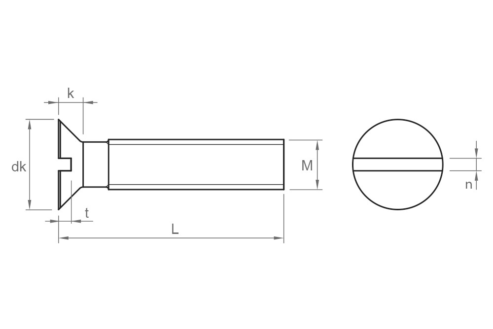 DIN 963 A2 ~ ISO 2009, Tornillo con cabeza avellanada en acero inoxidable A2
