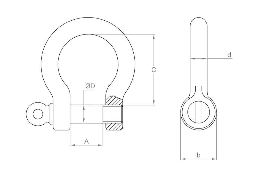 BOW-SHA A4, Grillete lira en acero inoxidable A4