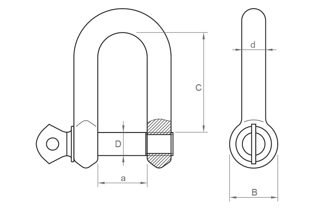 DEE-SHA A4, Grillete recto  en acero inoxidable A4