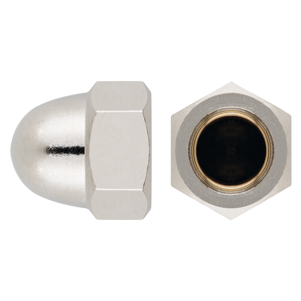 DIN 1587 BR-NI, Tuerca ciega en latón niquelado