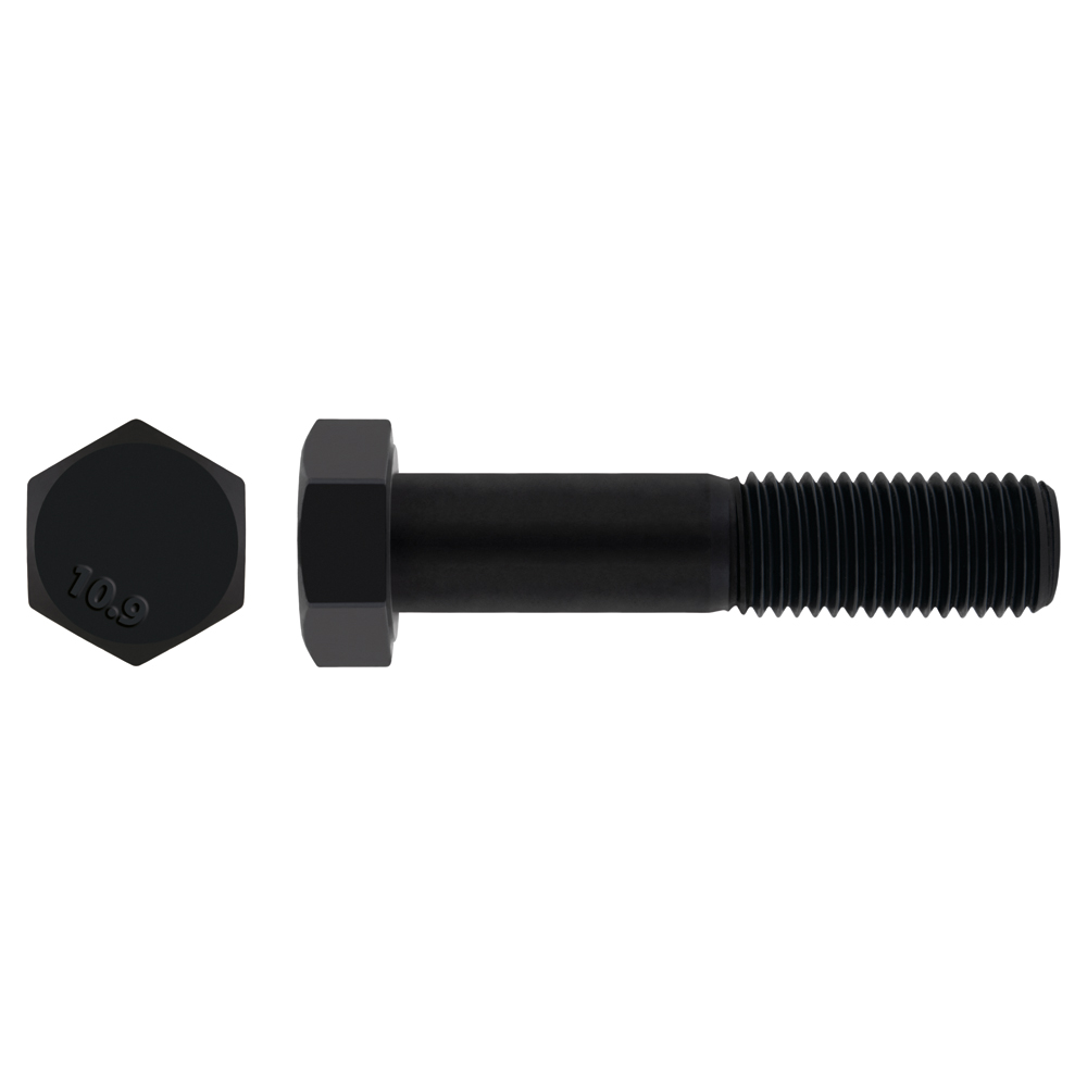 DIN 931 10.9 BL ~ ISO 4014, Tornillo hexagonal con media rosca en acabado negro y calidad 10.9