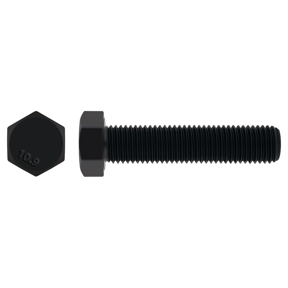DIN 933 10.9 BL ~ ISO 4017, Tornillo hexagonal con rosca total en acabado negro y calidad 10.9