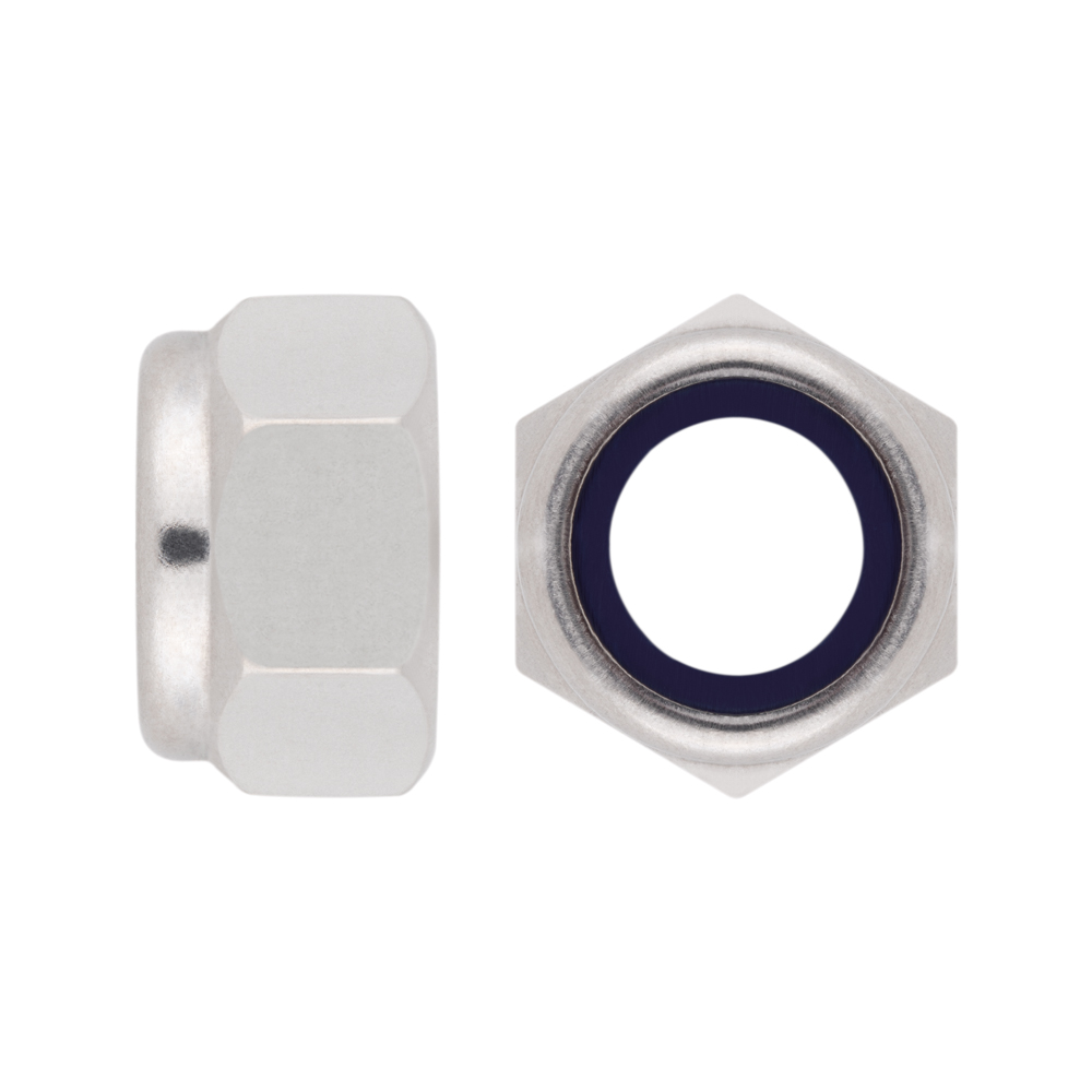 DIN 985 A2 ~ ISO 10511, Tuerca hexagonal autoblocante en acero inoxidable A2