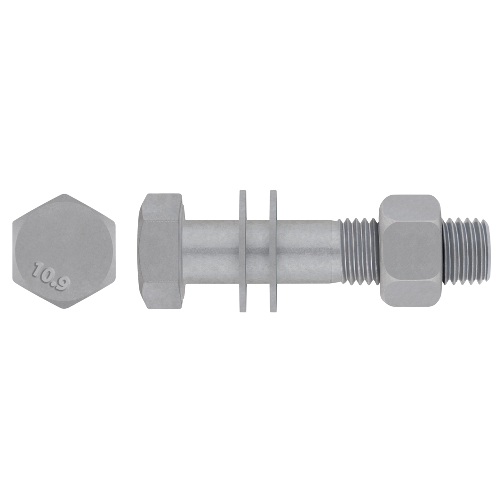 EN 14399-4 10.9 HV SET HDG, Set de tornillería estructural de alta resistencia para precarga, sistema HV con marcado CE, acabado galvanizado en caliente y calidad 10.9