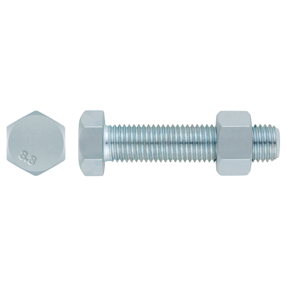 EN 15048 8.8 ZP - SET 4017+4032, (ISO 4017 + ISO 4032) Set de tornillería estructural de alta resistencia para uniones sin precarga con marcado CE, acabado zincado y calidad 8.8