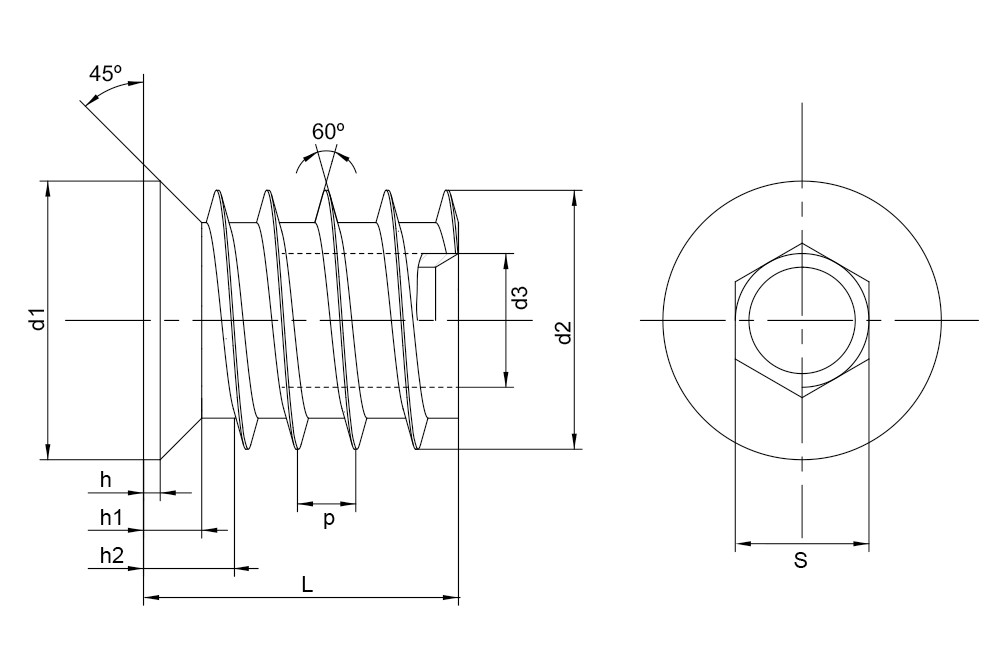 INSERT NUT ZP, Tuerca embutida allen en acabado zincado