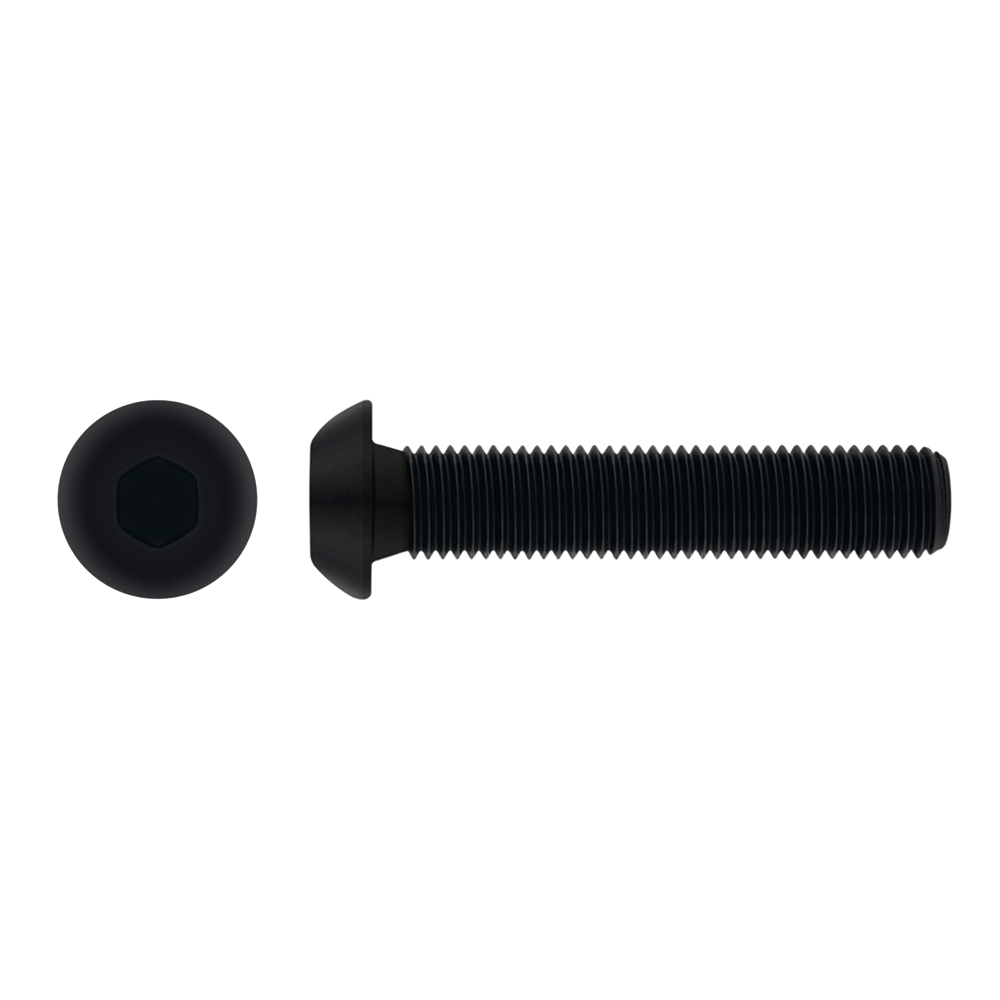ISO 7380-1 10.9 BL ~ ISO 7380, Tornillo allen de cabeza redonda en acabado negro y calidad 10.9