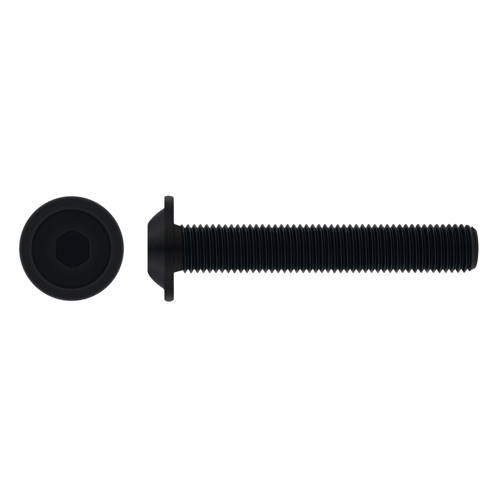 ISO 7380-2 10.9 BL ~ ISO 7380, Tornillo allen de cabeza redonda con arandela incorporada, acabado negro y calidad 10.9