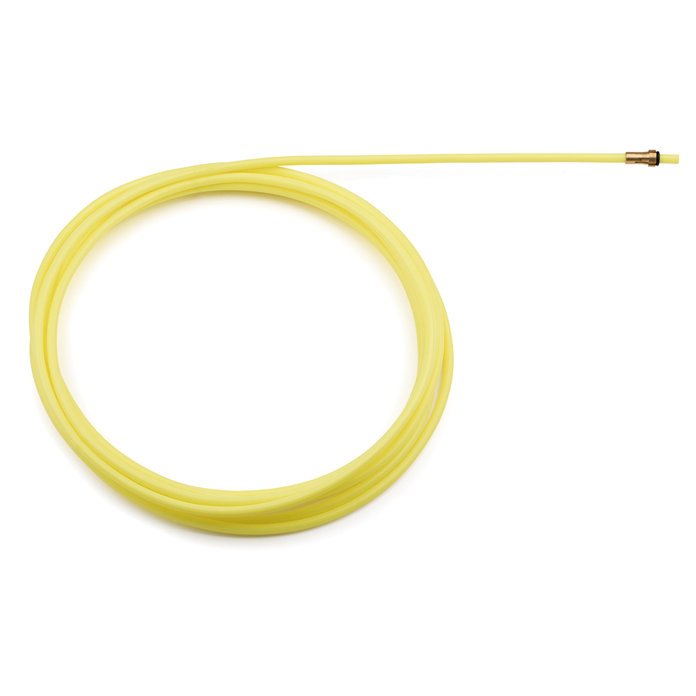 SIRGA TEFLÓN AMARILLA (1,2-1,6), Guía realizado en teflón para hilo de soldadura en diámetros de 1,2 a 1,6 mm 4 metros de longitud