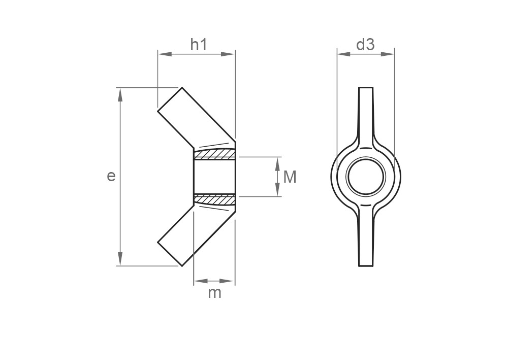 WING NUT A4, Tuerca mariposa en acero inoxidable A4