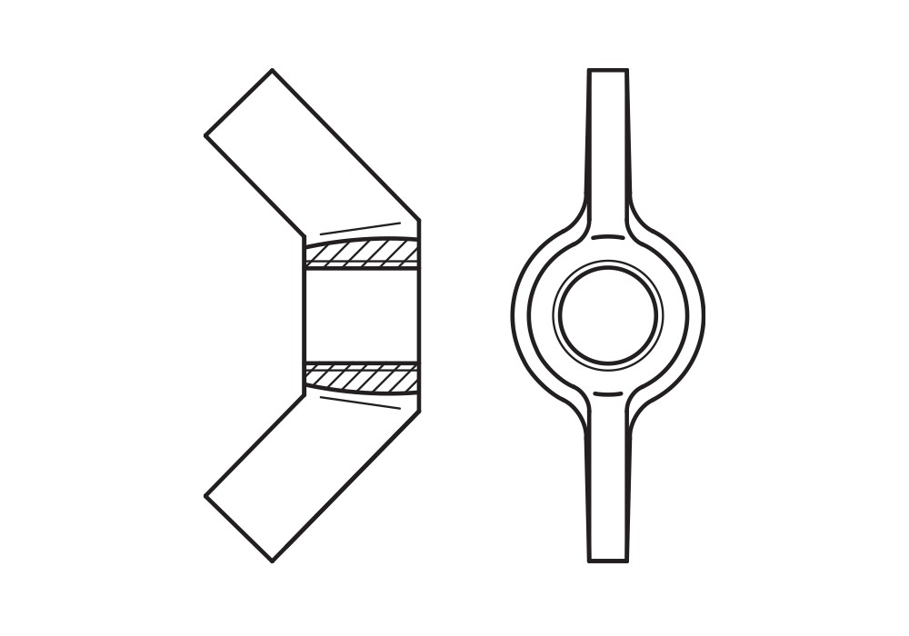 WING NUT A4, Tuerca mariposa en acero inoxidable A4