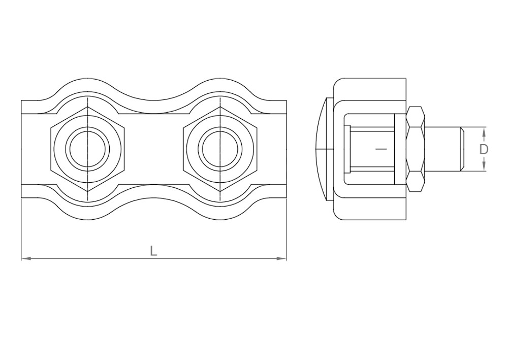 WRC-D ZP, Sujetacable doble en acabado zincado
