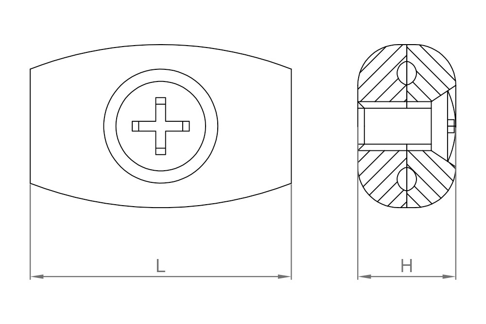 WRC-O ZP, Sujetacable oval en acabado zincado