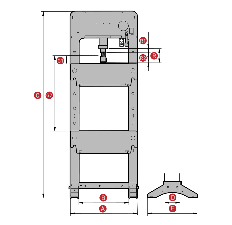 PRC30NF | PRENSA MANUAL Y PEDAL CILINDRO FIJO MEGA 30 TONELADAS