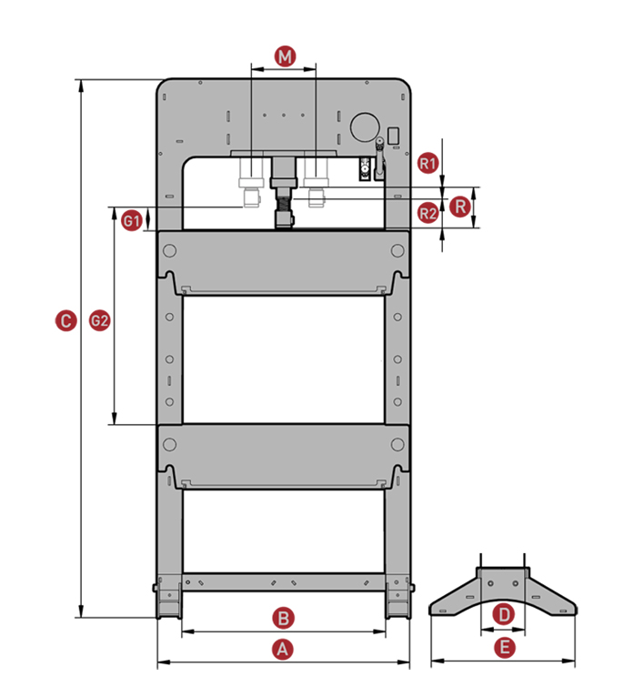 PRD30 | PRENSA MANUAL CILINDRO MOVIL MEGA 30 TONELADAS