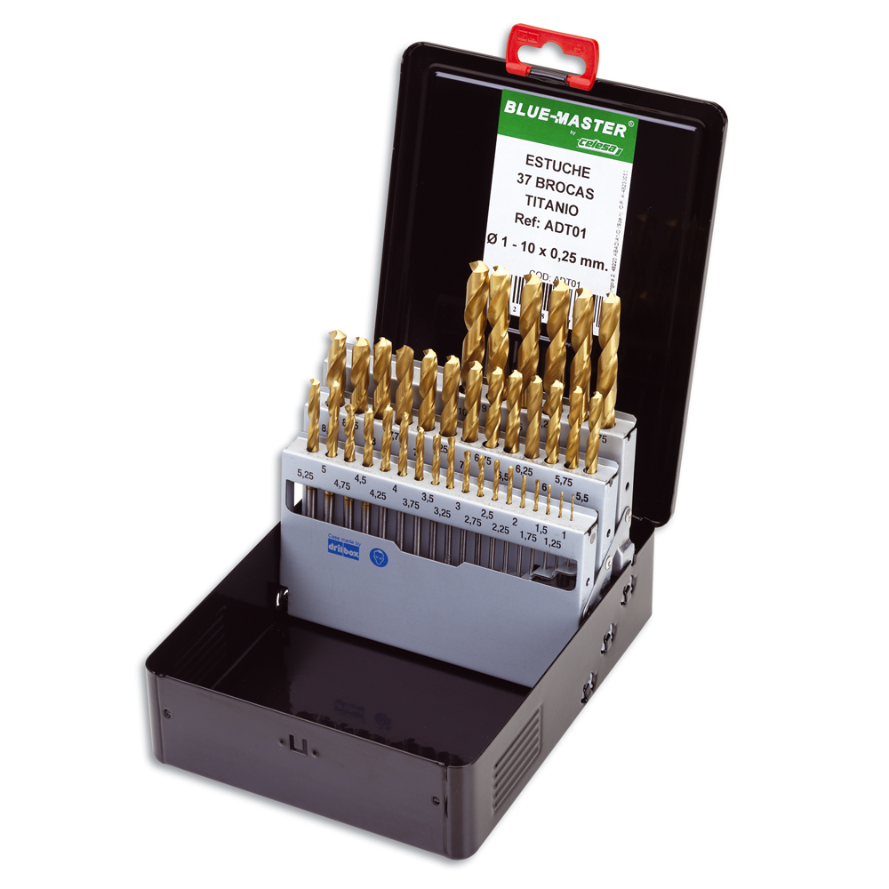 ADT01 | ESTUCHE BLUE-MASTER METALICO BROCA DIN 338 TITANIO 1-10X0,25