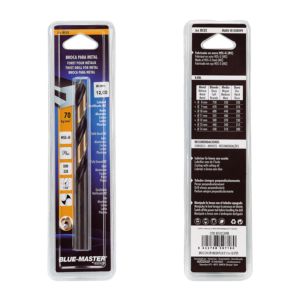 BC02B | BROCA BLUE-MASTER DIN-338 HHS PLUS (EN BLISTER)