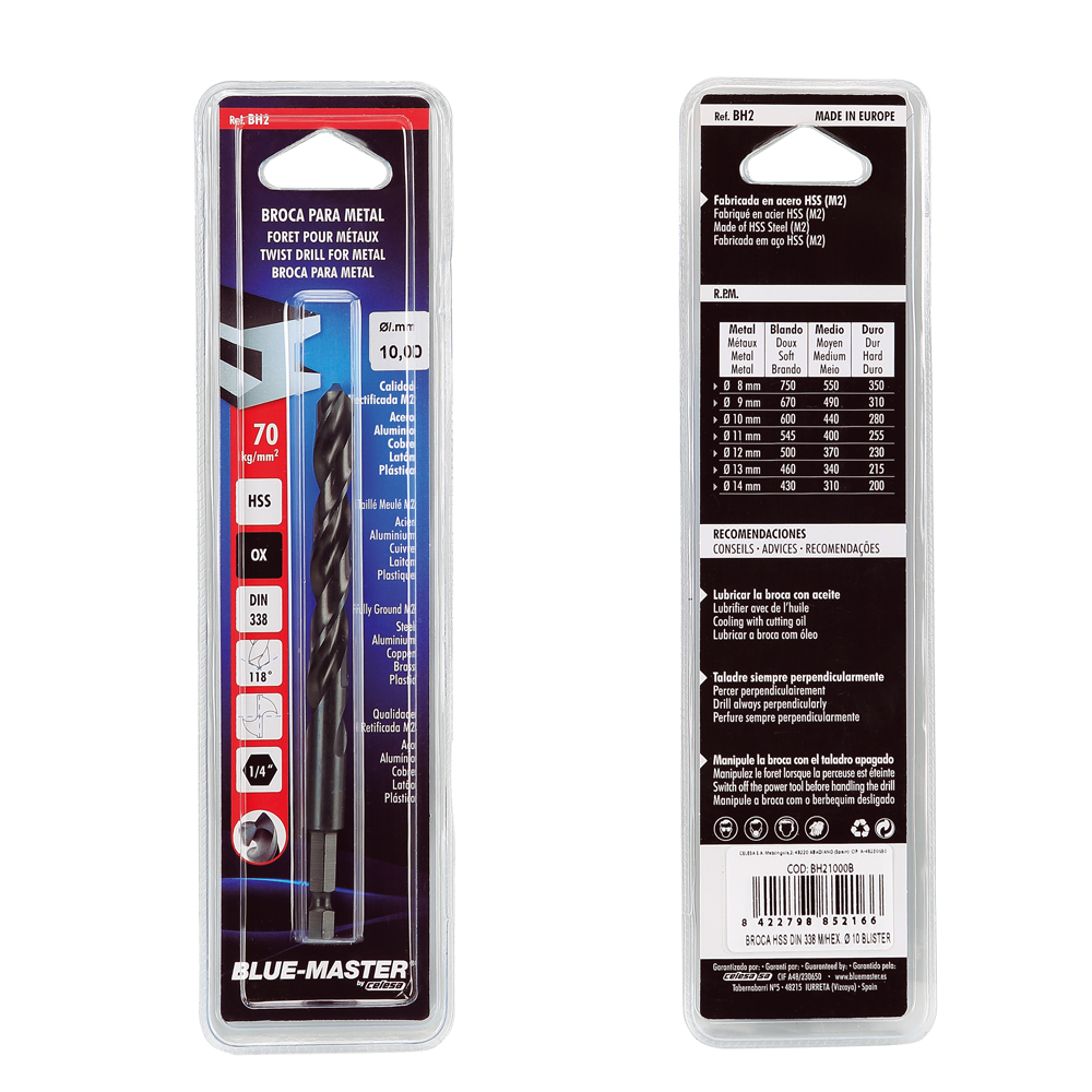 BH2B | BROCA BLUE-MASTER HSS DIN 338 MANGO HEXAGONAL