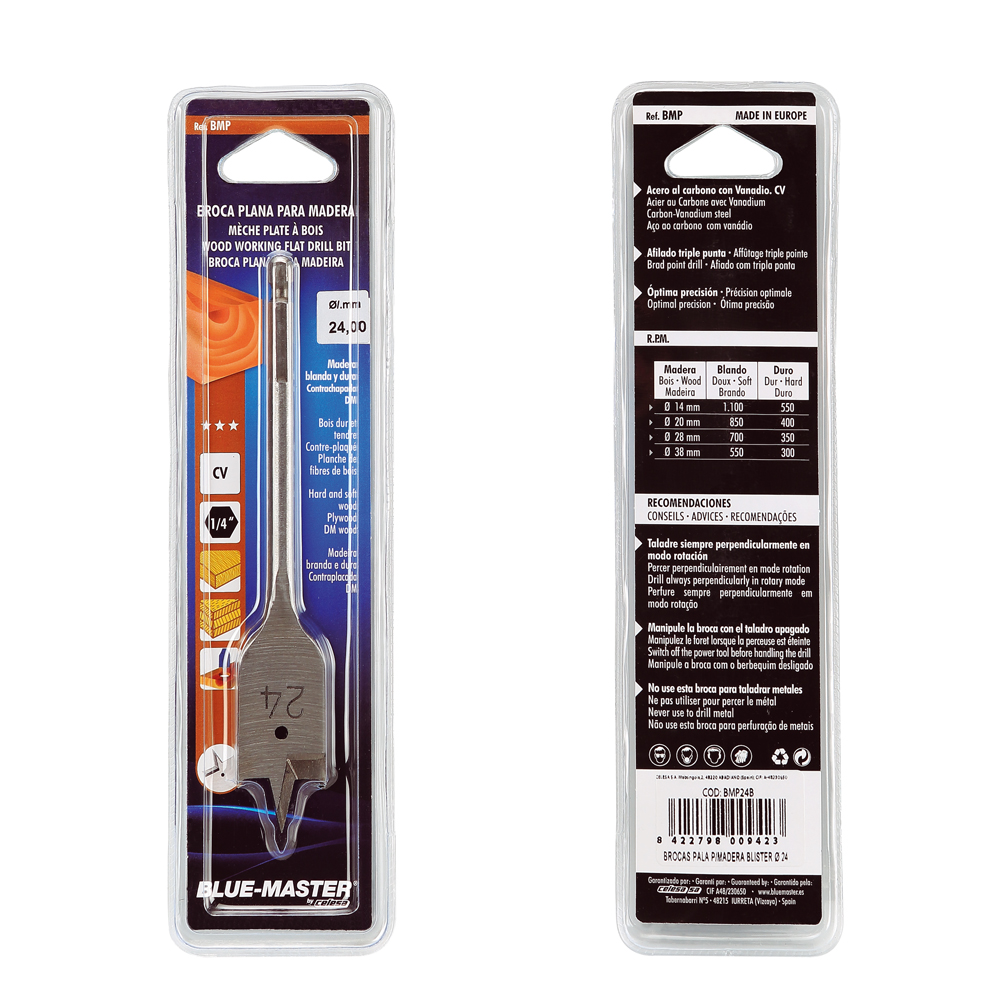 BMPB | BROCA BLUE-MASTER PLANA PARA MADERA BLISTER