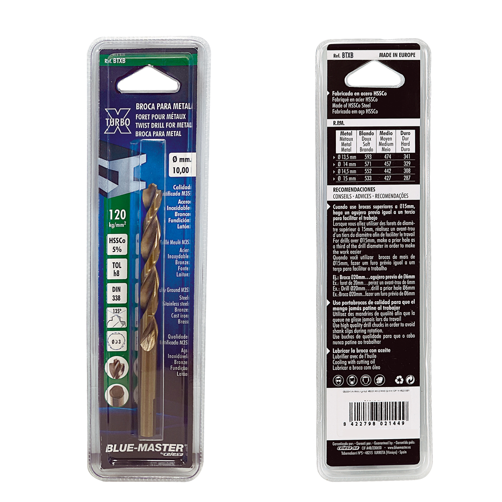 BTXF | BROCA BLUE-MASTER DIN 338 HSS-COBALTO XTURBO (EN FUNDA)