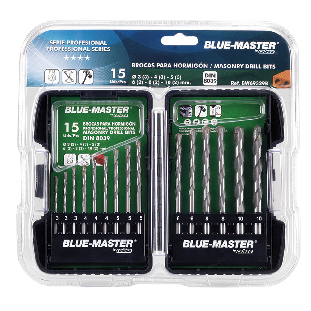 BW159329B | ESTUCHE PLÁSTICO BLUE-MASTER   BROCAS BW15 15 PIEZAS BLISTER