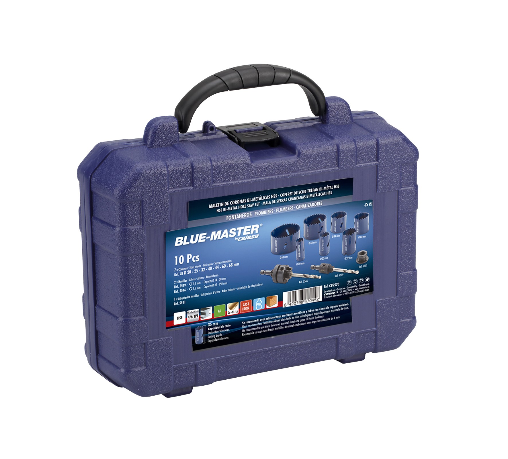 CB9570 | JUEGO BLUE-MASTER CORONAS CB HSS 10PCS 20-68MM