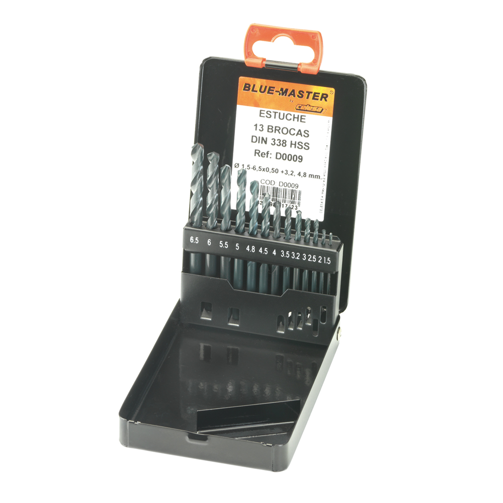 D0009 | ESTUCHE BLUE-MASTER METALICO BROCA HSS Ø1,5-6,5x0,5 + 3,2 y 4,8