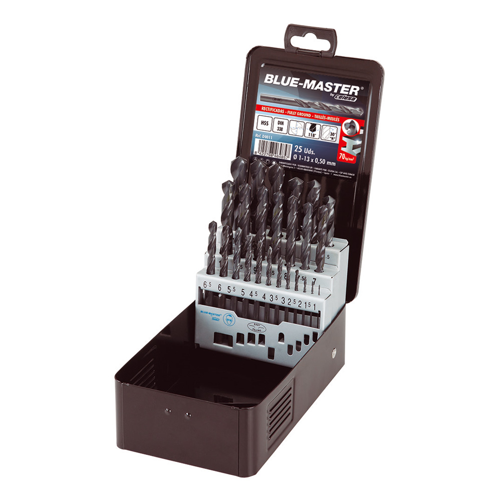 D0011 | ESTUCHE BLUE-MASTER METALICO BROCA RECTIFICADA HSS Ø 1-13X0,50MM