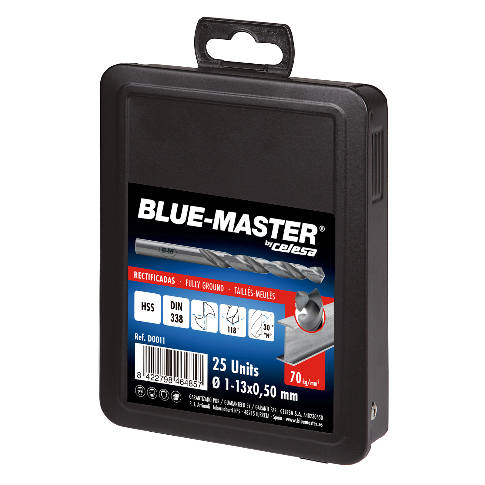 D0011 | ESTUCHE BLUE-MASTER METALICO BROCA RECTIFICADA HSS Ø 1-13X0,50MM