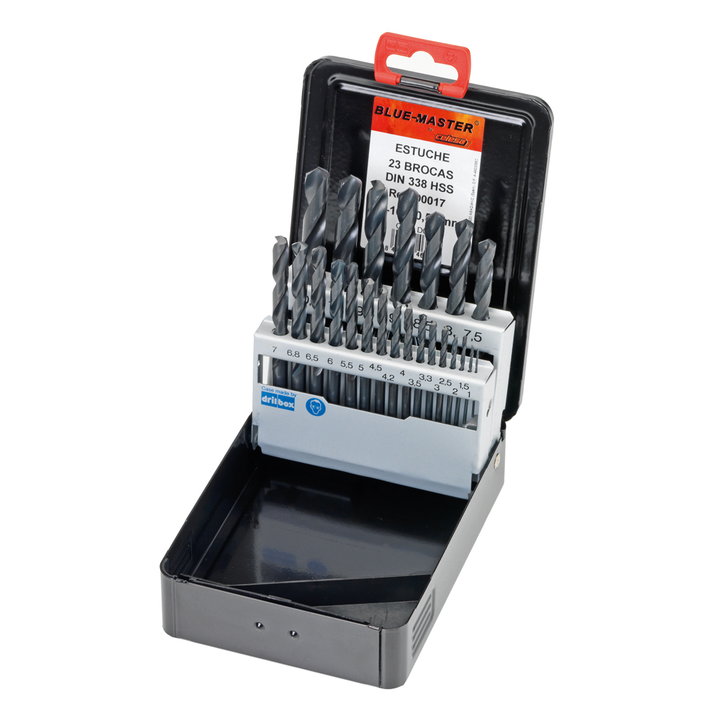 D0017 | ESTUCHE BLUE-MASTER METALICO BROCA HSS Ø 1-10X0,50 + DECIMAS