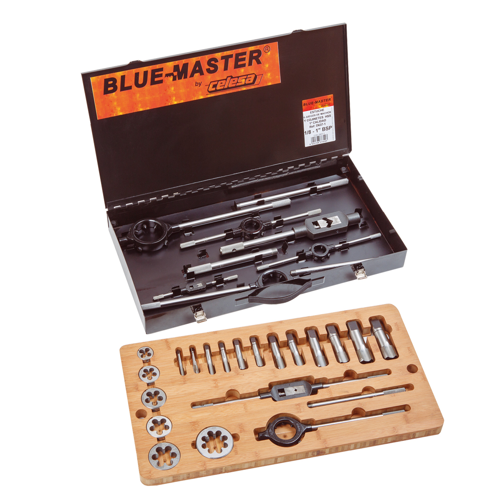 D637-2 | ESTUCHE BLUE-MASTER MACHOS Y COJINETES D637-2ª 1/8-1 BSP
