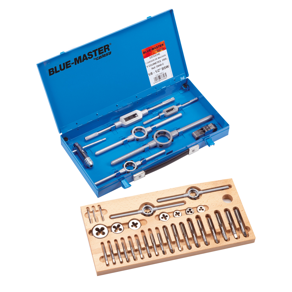 D640-2 | ESTUCHE BLUE-MASTER MACHOS Y COJINETES D640-2ª 1/8-1/2 BSW