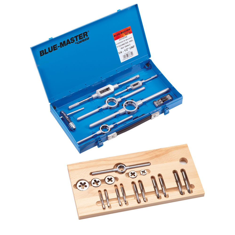 D644-2 | ESTUCHE BLUE-MASTER MACHOS Y COJINETES D644-2ª 1/4-1/2 UNF