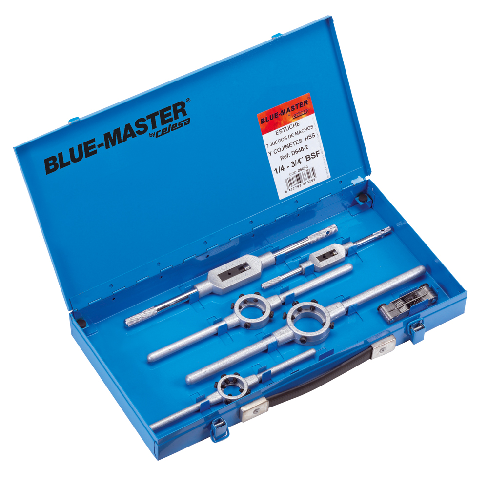 D648-1 | ESTUCHE BLUE-MASTER MACHOS Y COJINETES D648-1ª 1/4-3/4 BSF