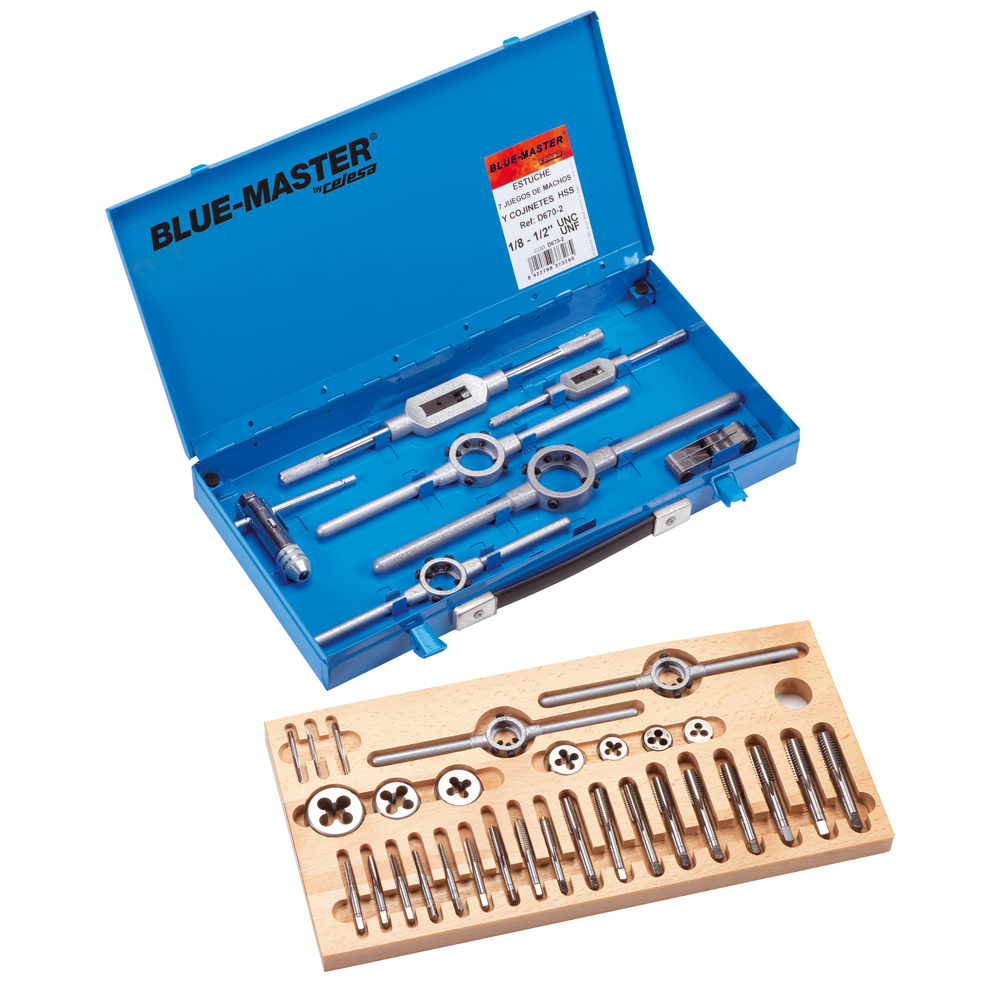 D670-2 | ESTUCHE BLUE-MASTER MACHOS Y COJINETES D670-2ª 1/4-3/4 UNF-UNC